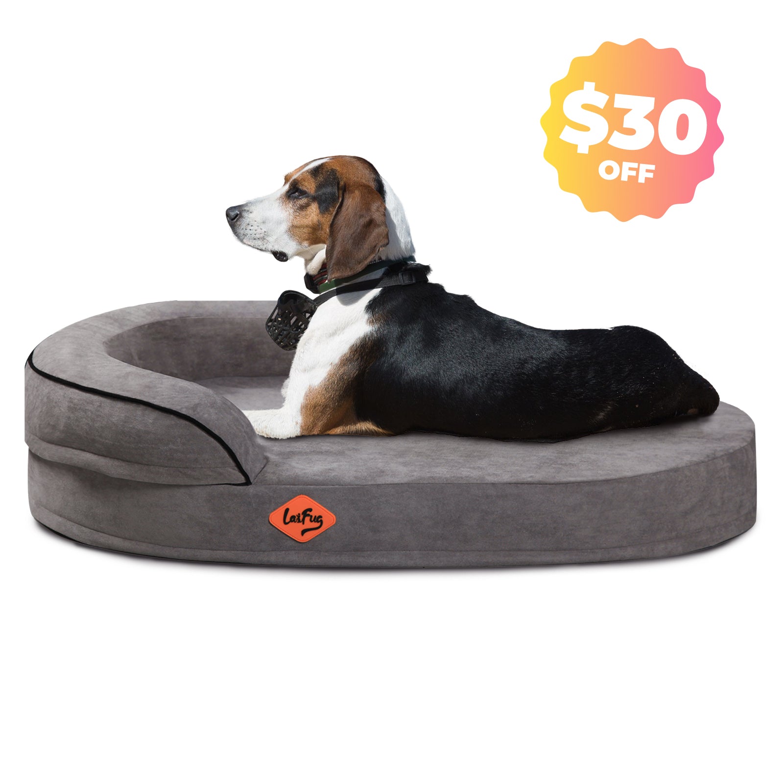 Lit ovale pour chien en mousse à mémoire de forme Laifug
