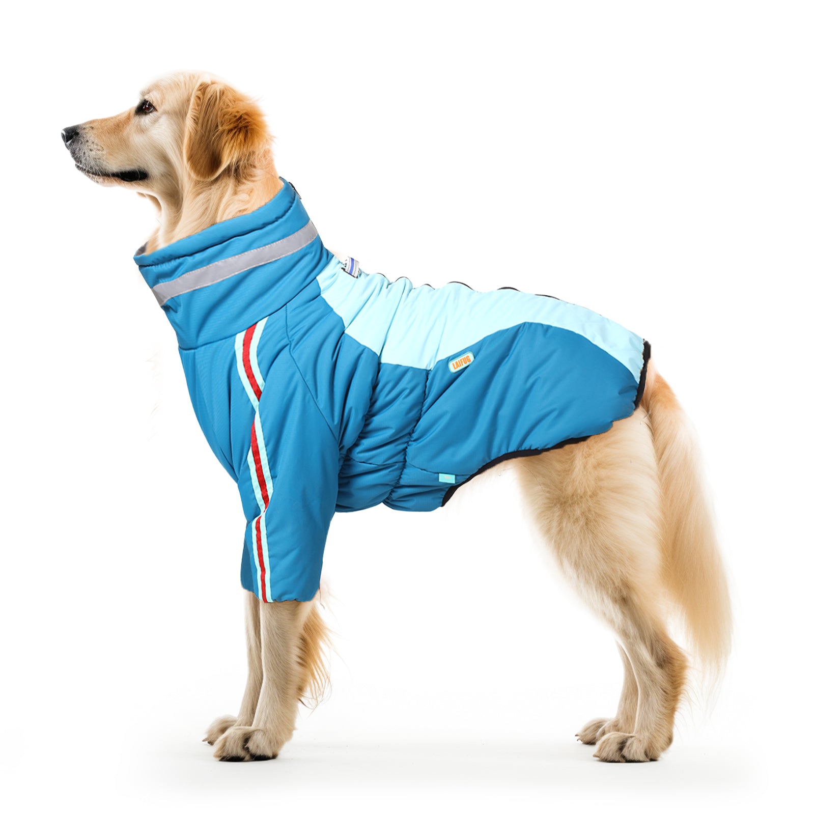 Manteau d'hiver pour chien à deux pattes Laifug gris rouge et gris bleu avec col montant