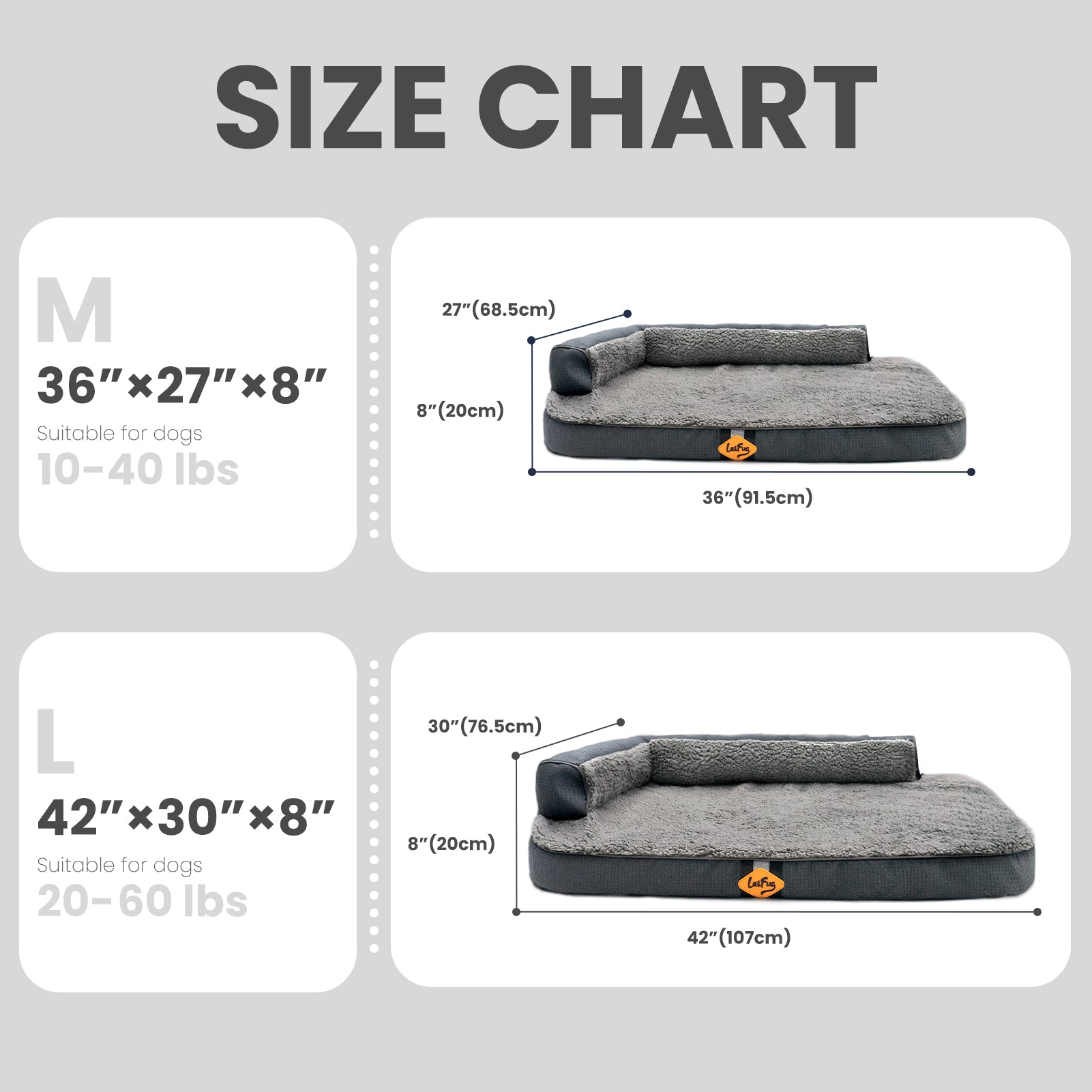 Laifug 220 Two-Sided Orthopedic Dog Bed – 5" Thick Memory Foam