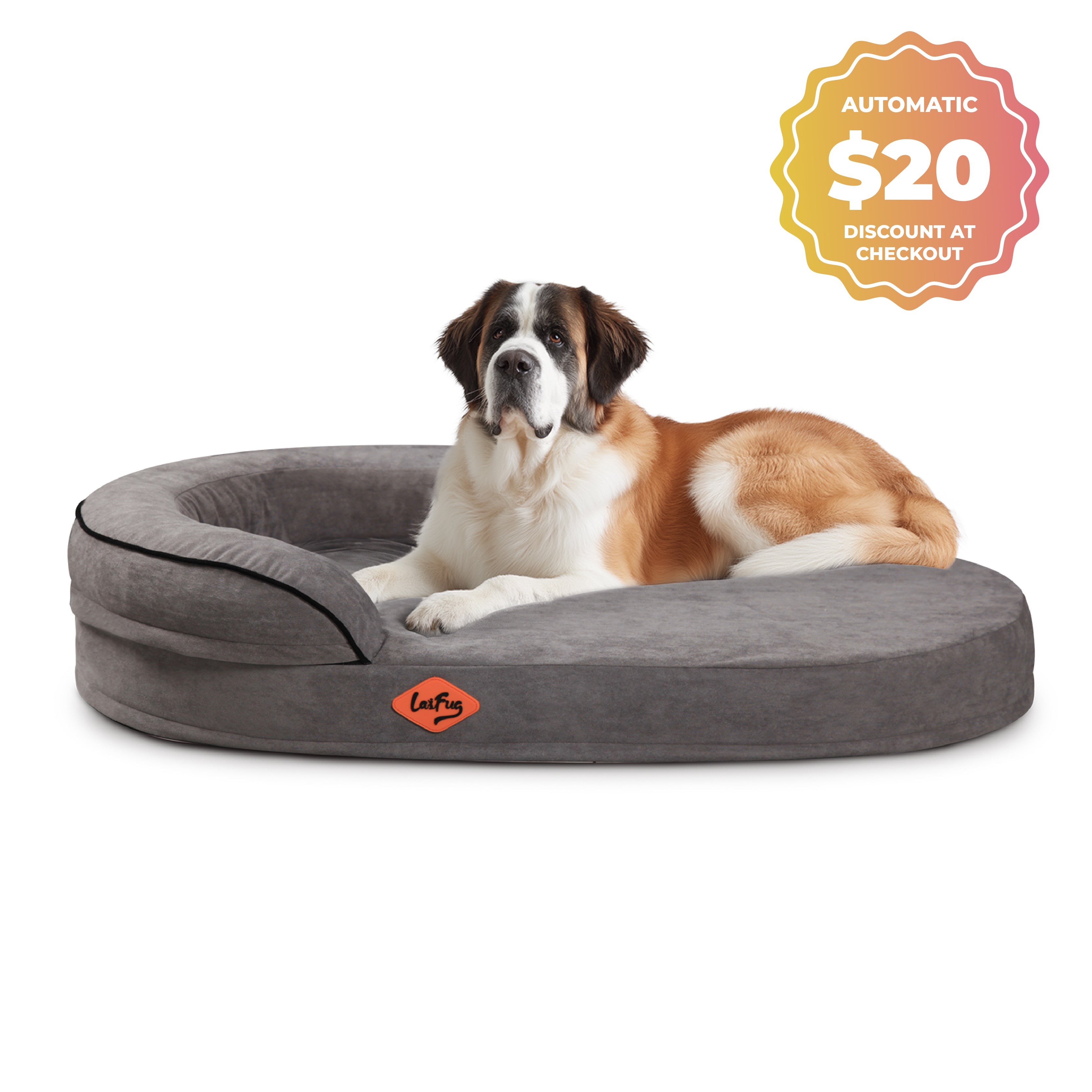 Lit ovale pour chien en mousse à mémoire de forme Laifug