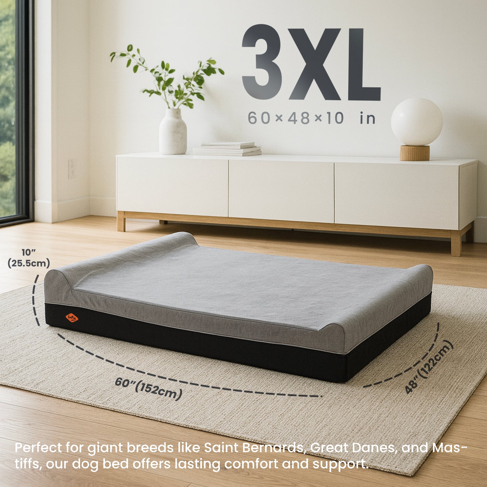 Laifug 422 Pillow-Style Memory Foam Dog Bed | Multi-Layer Sponge Support | Orthopedic Joint Relief | Waterproof Liner | Non-Slip Bottom | Removable Washable Cover
