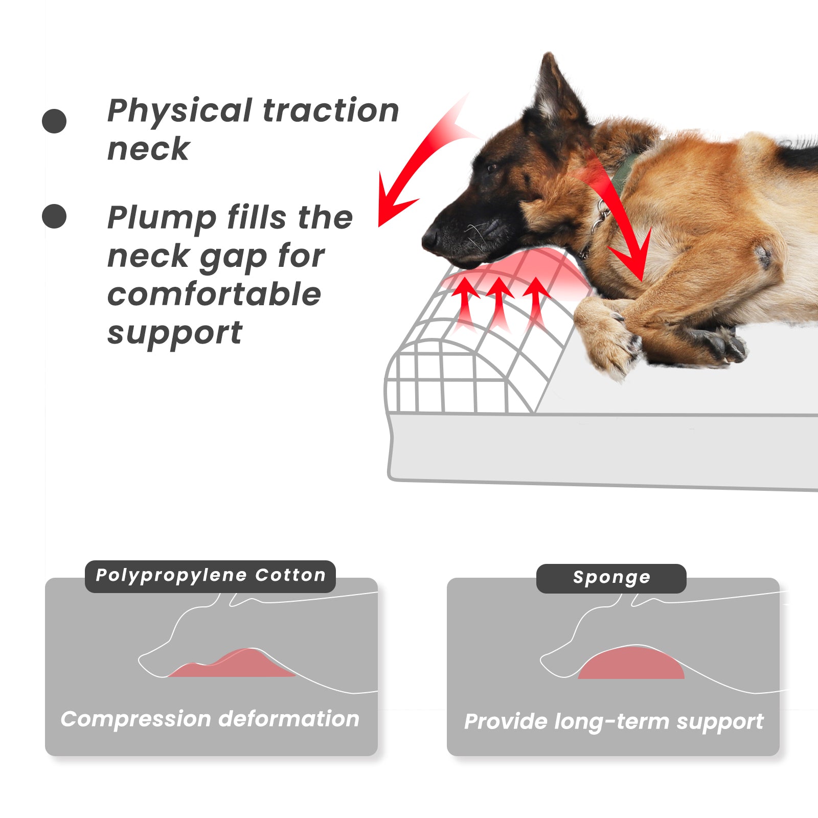 Laifug 422 Orthopedic Dog Bed with Bolster Support (Single & Double Pillow Options)