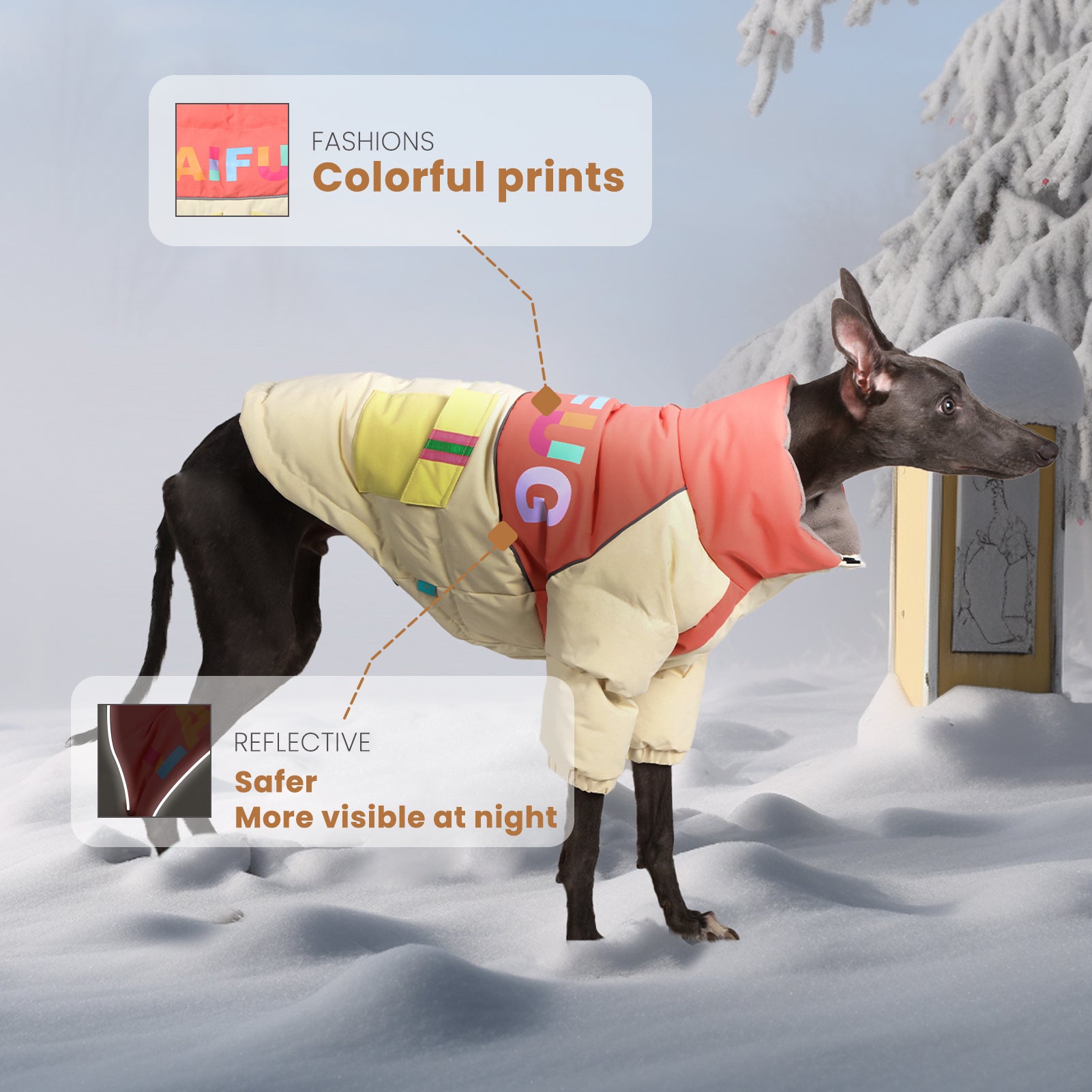 LaiFug Stand Collar Two Legs Dog Winter Coat