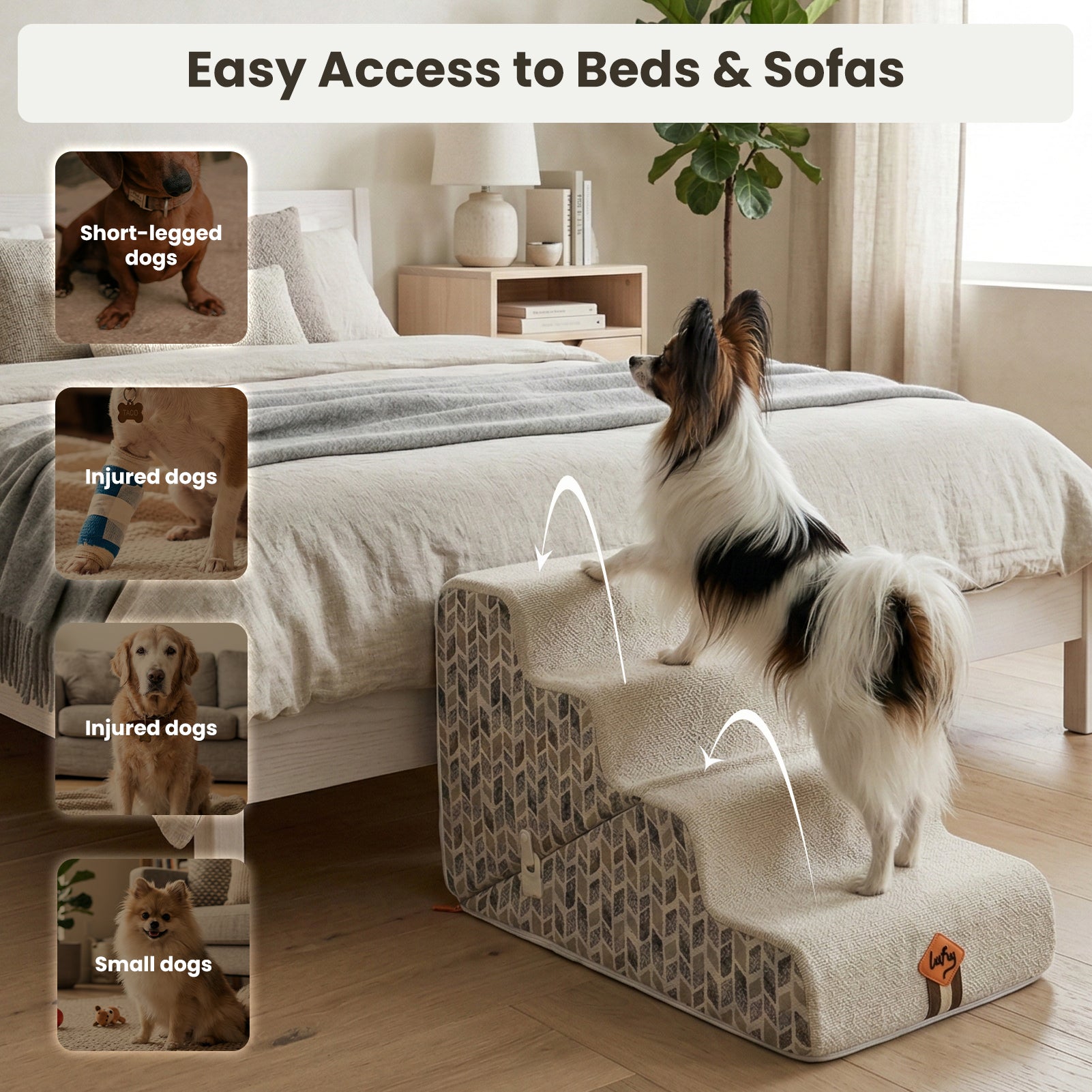 Laifug 2-in-1 Adjustable Pet Stairs – Orthopedic Joint Support