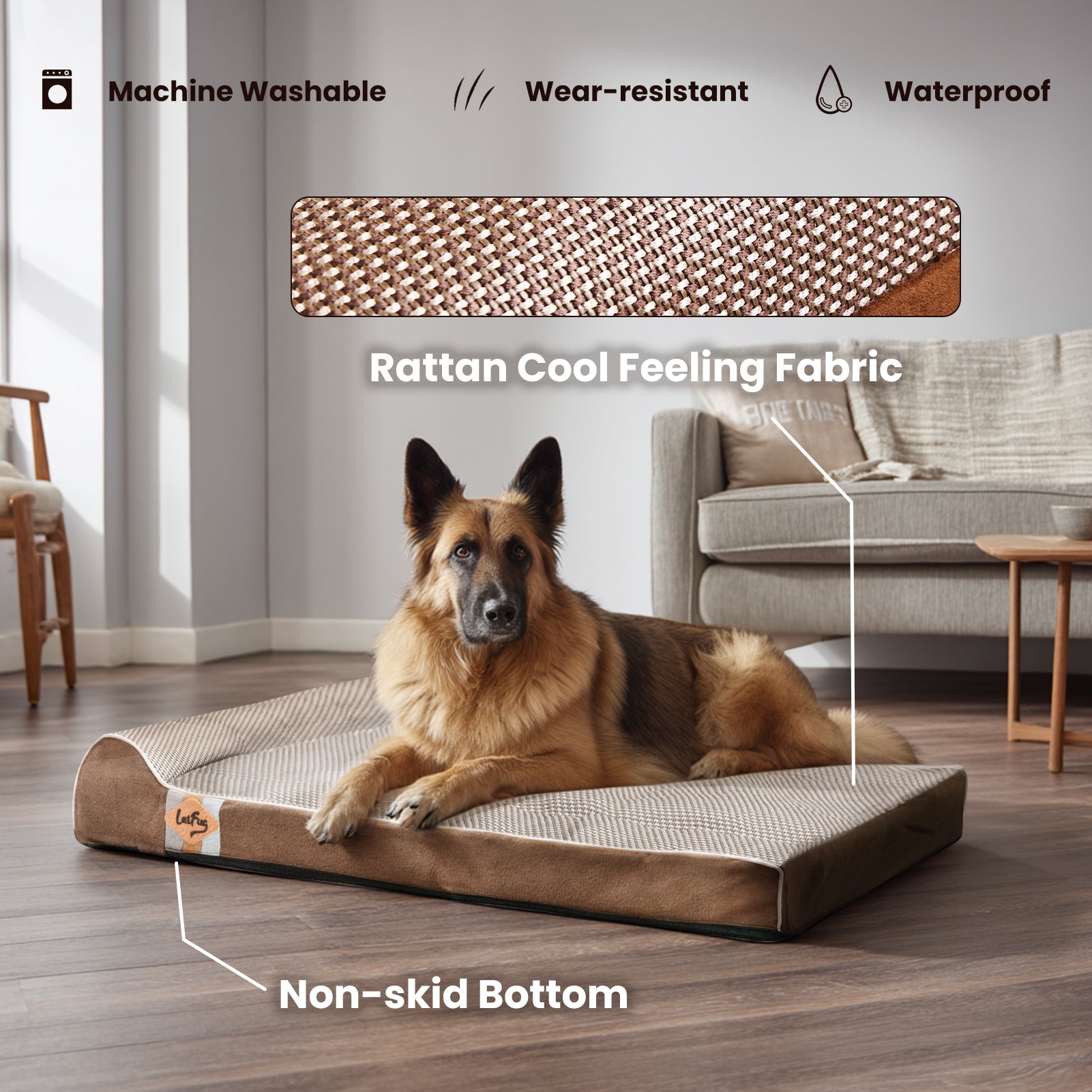 Laifug 422 Orthopedic Dog Bed with Bolster Support (Single & Double Pillow Options)