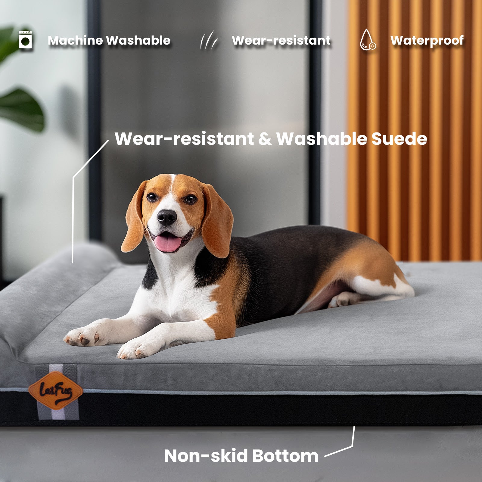 Laifug 422 Orthopedic Dog Bed with Bolster Support (Single & Double Pillow Options)