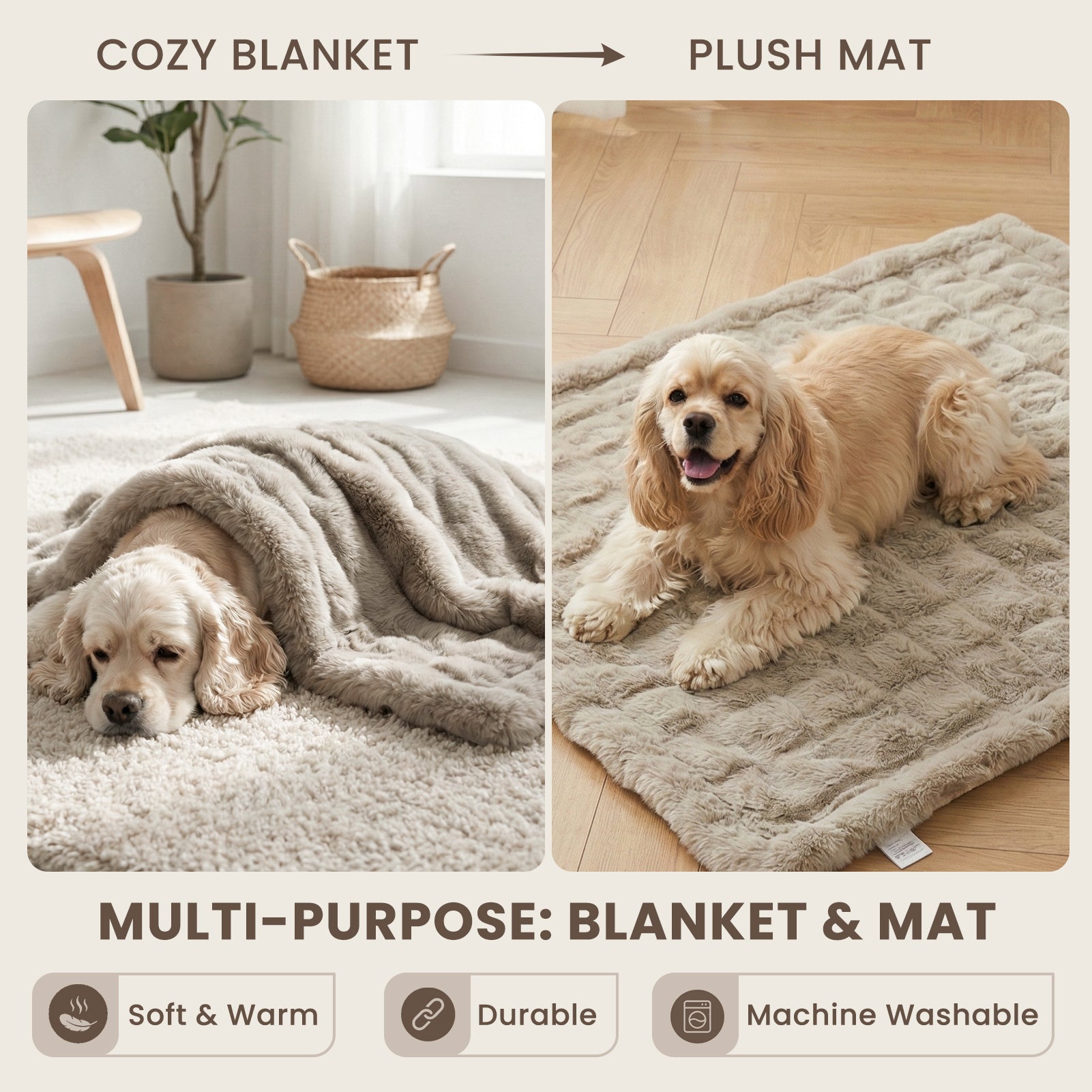 Laifug Premium Fluffy Dog Blanket | Imitation Rabbit Fur | Waterproof Lining | Warm & Furniture Protector | Machine Washable
