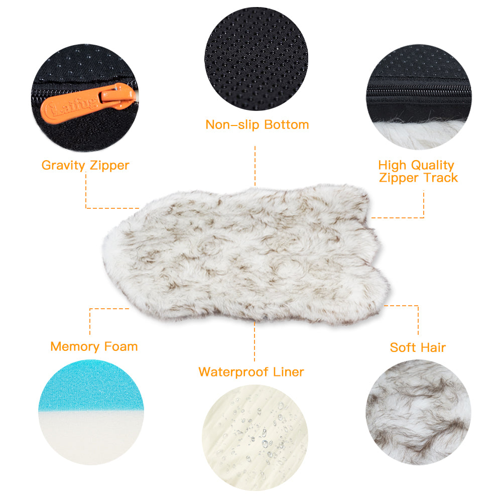 LaiFug 360 Memory Foam Dog Bed – Jumbo Faux Fur Pet Lounger