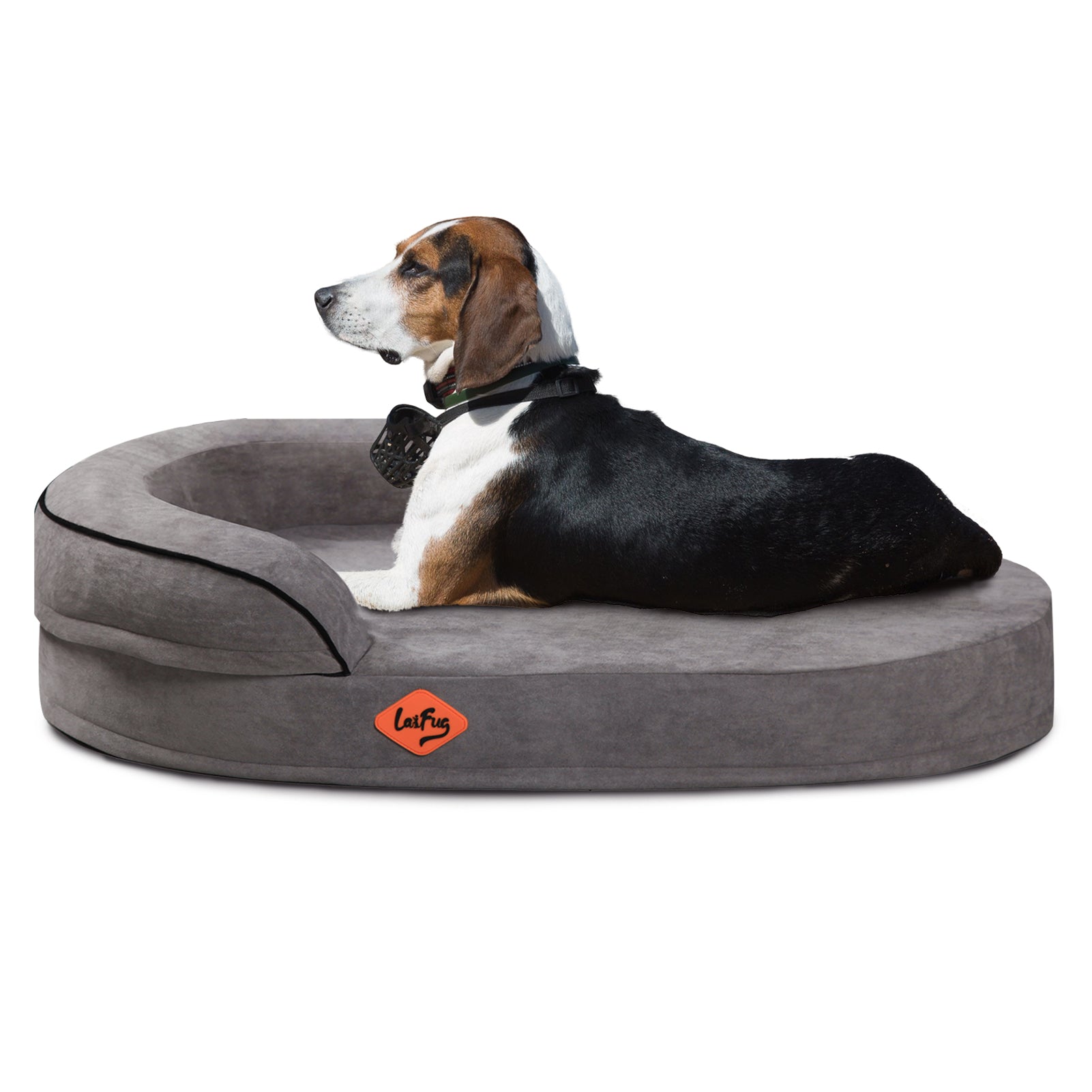 Lit ovale pour chien en mousse à mémoire de forme Laifug