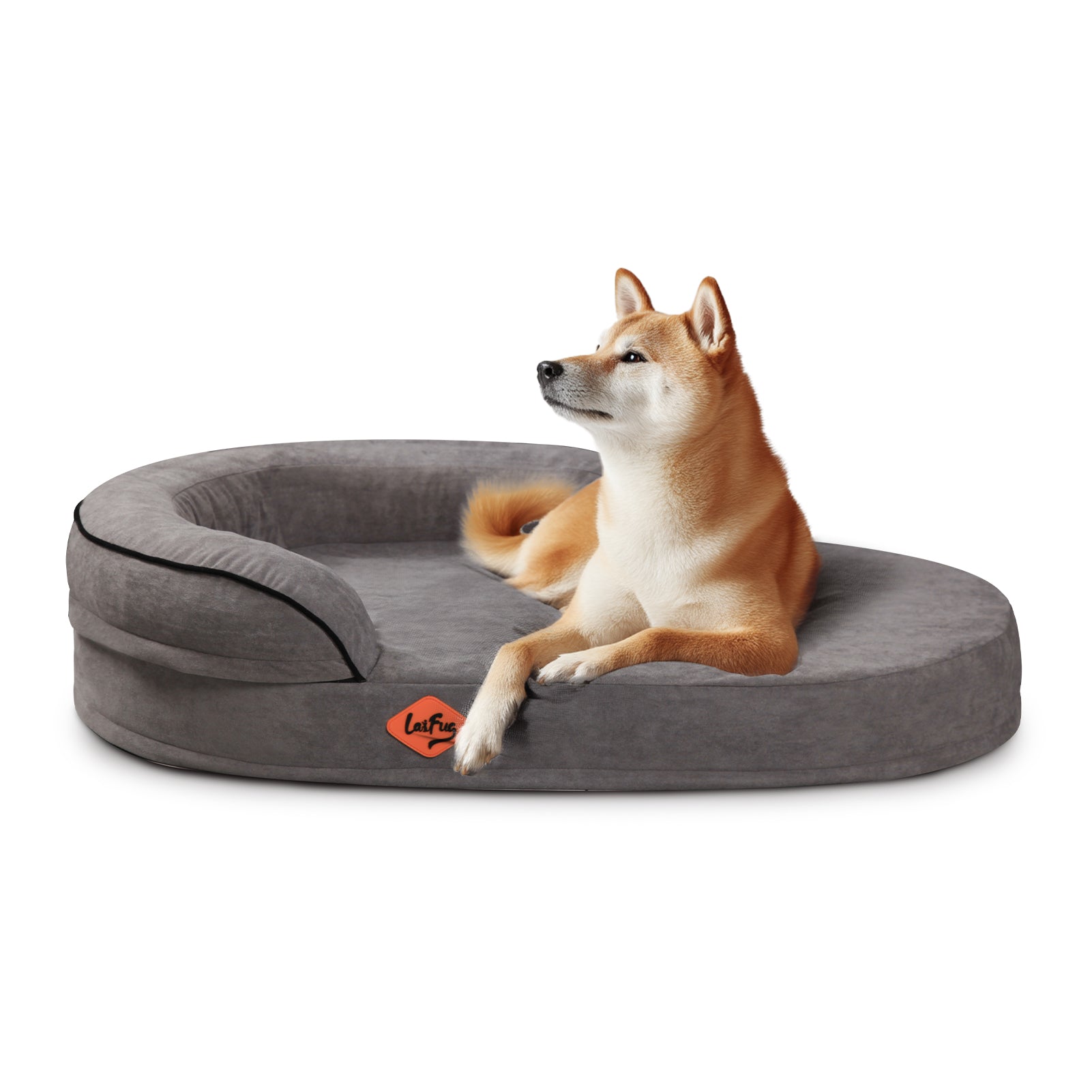 Lit ovale pour chien en mousse à mémoire de forme Laifug