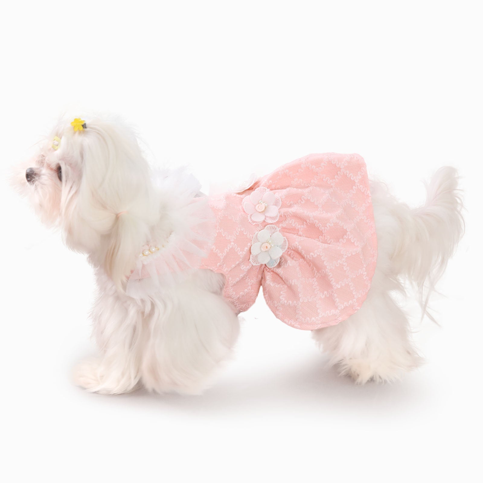 Laifug Dog Dress Puppy Pink Argyle Jacquard Dog Dress Cute Party Wear - LaiFug