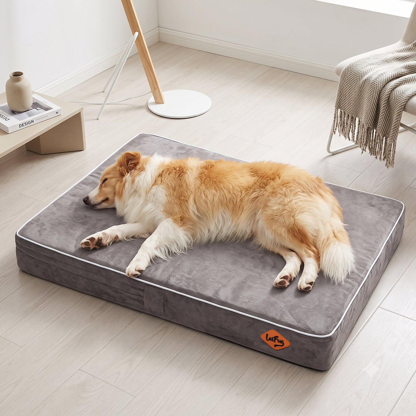 LaiFug 318 Flat Orthopedic Memory Foam Dog Bed – Minimalist Design