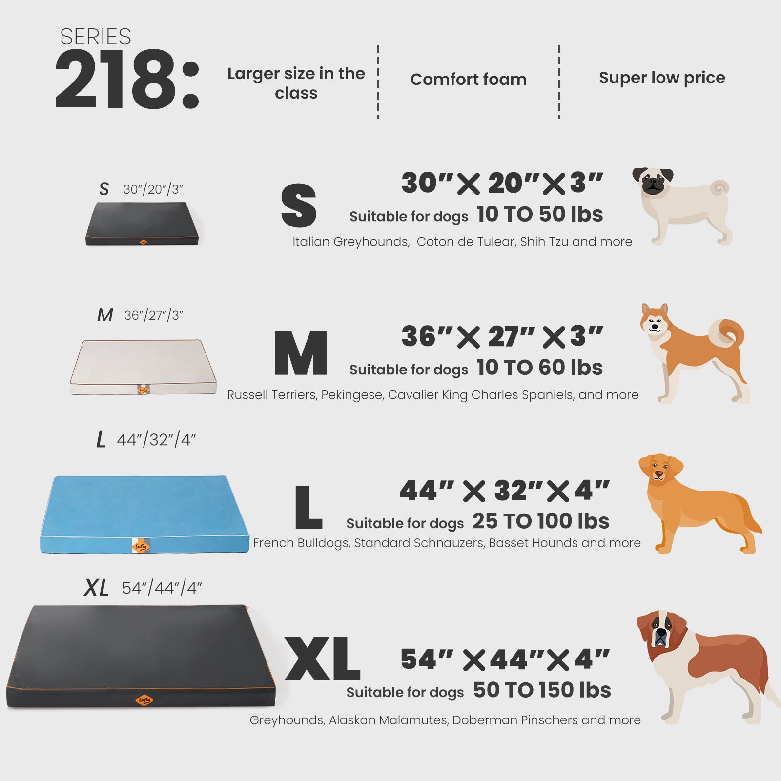 Housse de rechange pour lit minimaliste pour chien Laifug 218, taille petite et grande