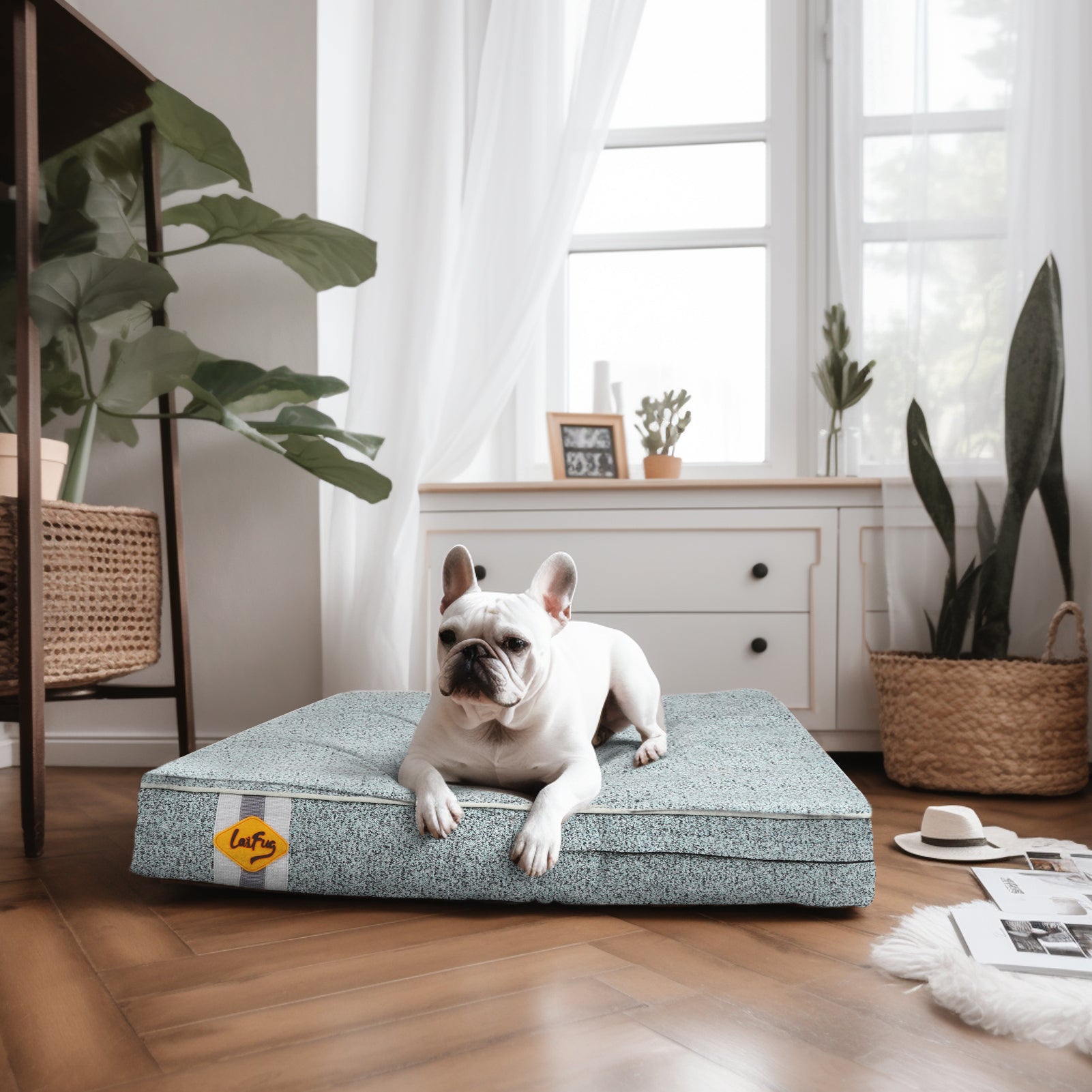 Lit pour chien en mousse à mémoire de forme Laifug, lit orthopédique pour cage pour chien de petite à grande taille