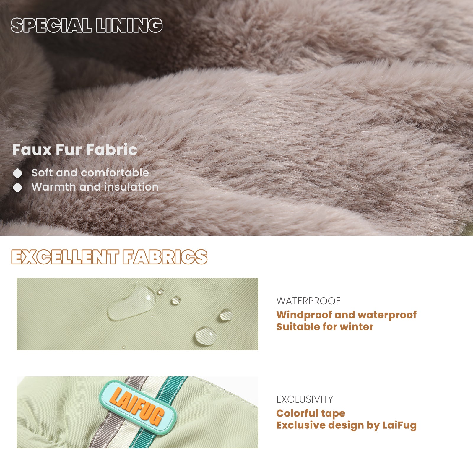 Manteau d'hiver pour chien à col montant vert Laifug