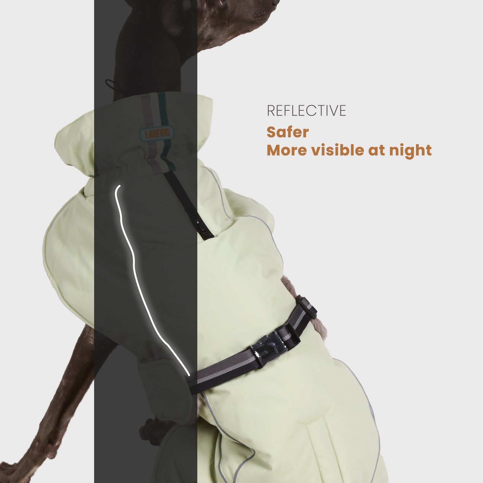 Manteau d'hiver pour chien à col montant vert Laifug