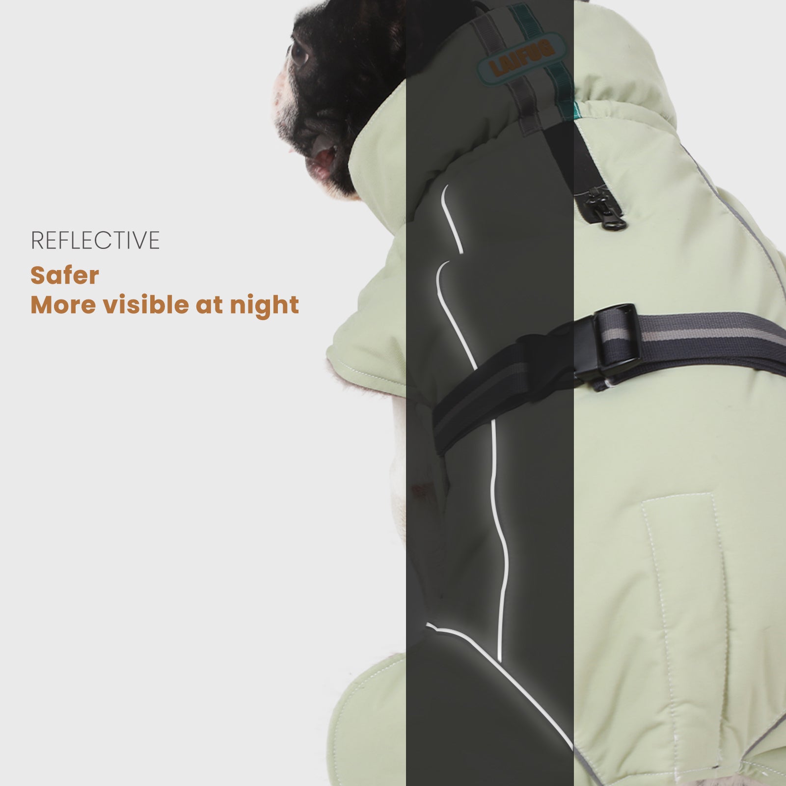 Manteau d'hiver pour chien à col montant vert Laifug