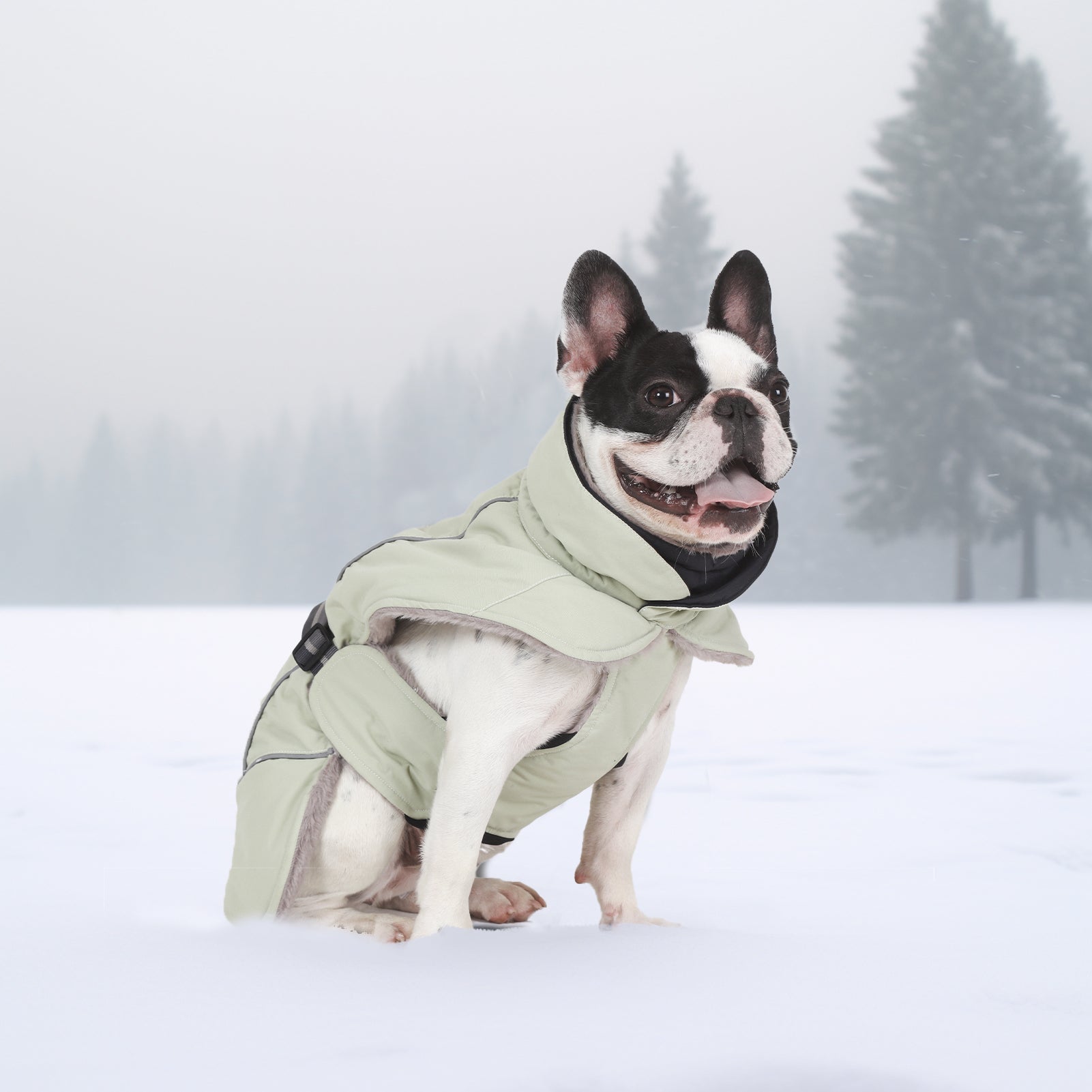 Manteau d'hiver pour chien à col montant vert Laifug