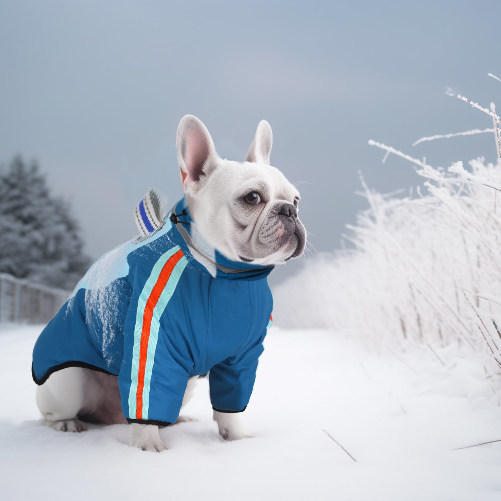 Manteau d'hiver pour chien à deux pattes Laifug gris rouge et gris bleu avec col montant
