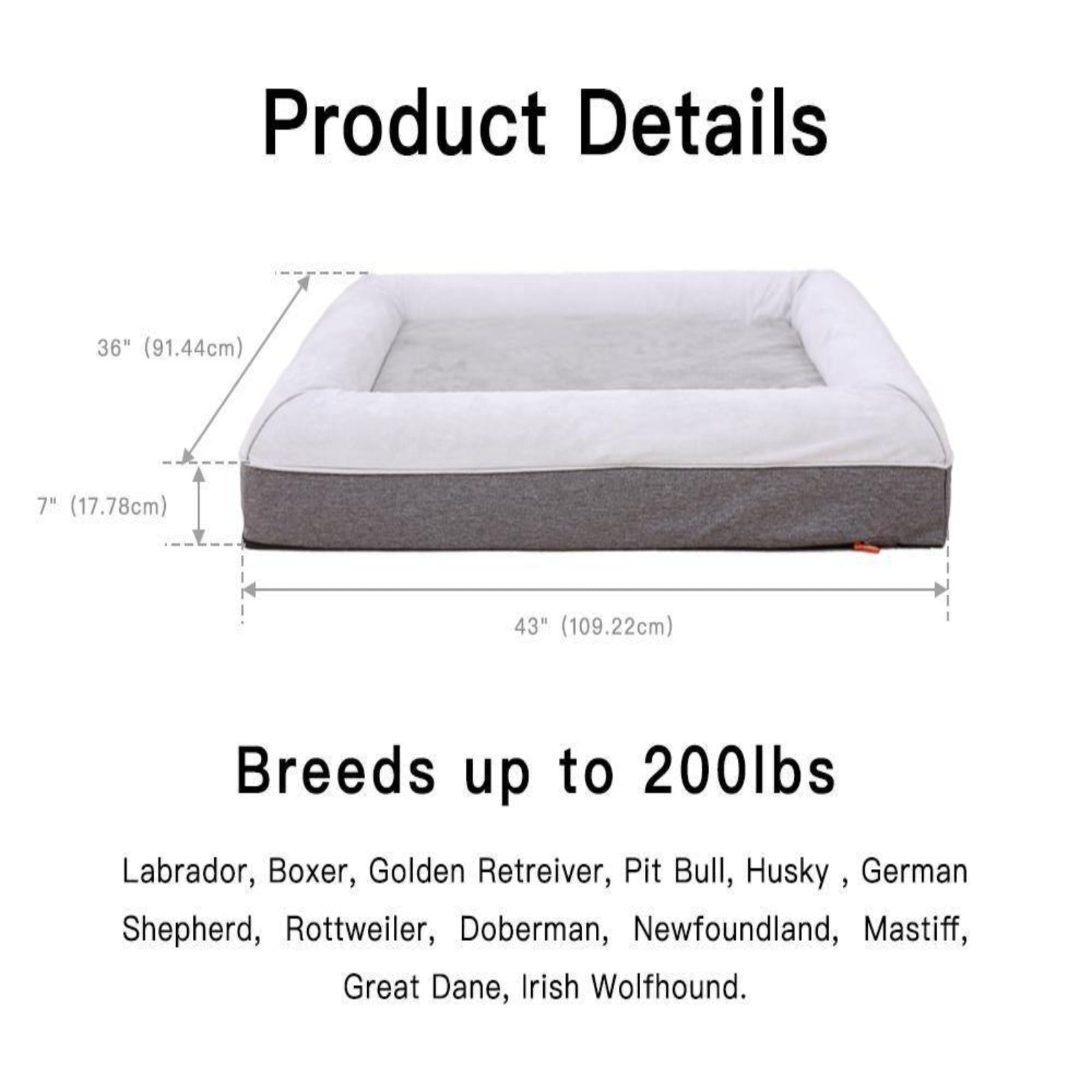 Housse de lit pour chien gris Laifug 43 "* 36" * 7 "