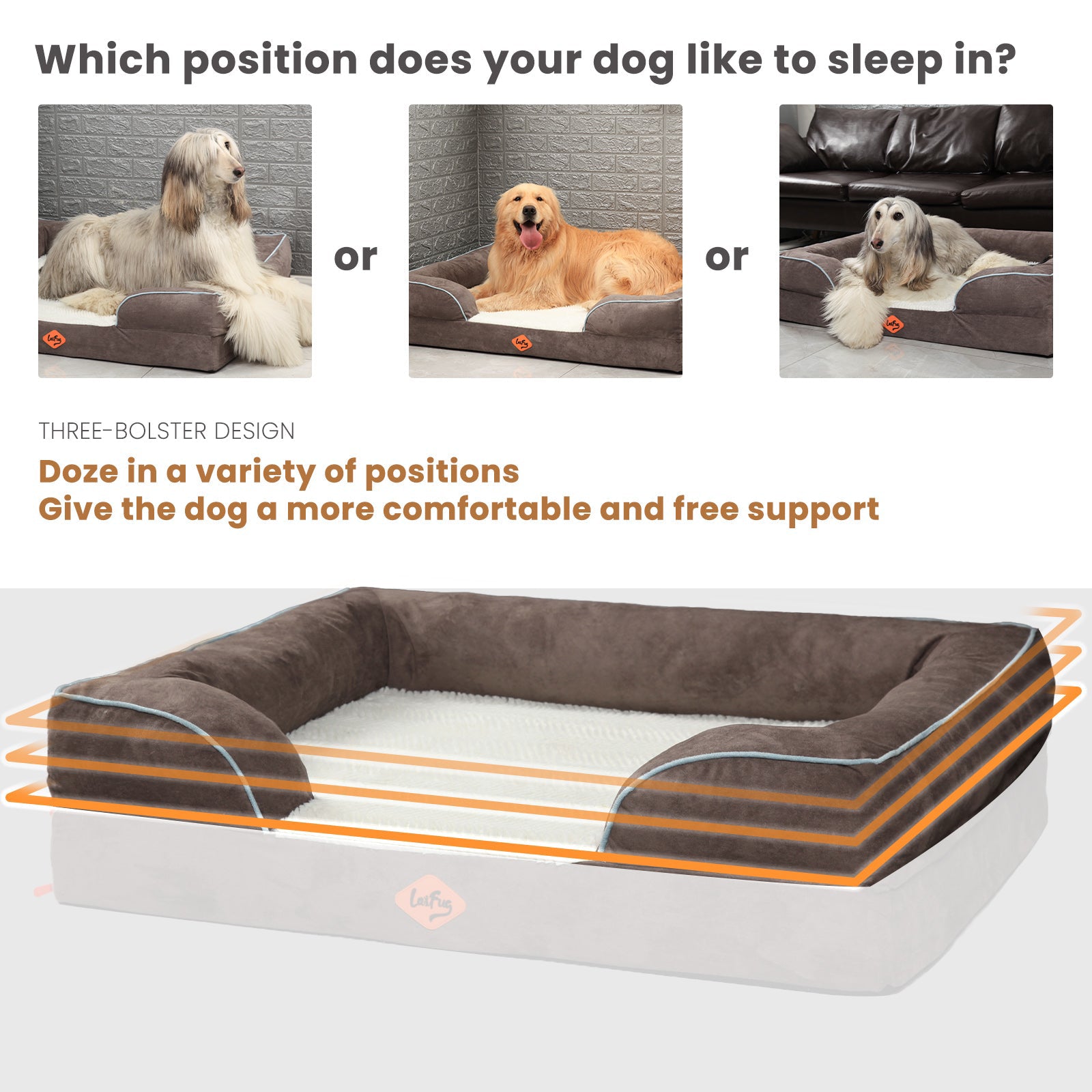 Canapé orthopédique pour chien en mousse à mémoire de forme de grande taille de Laifug