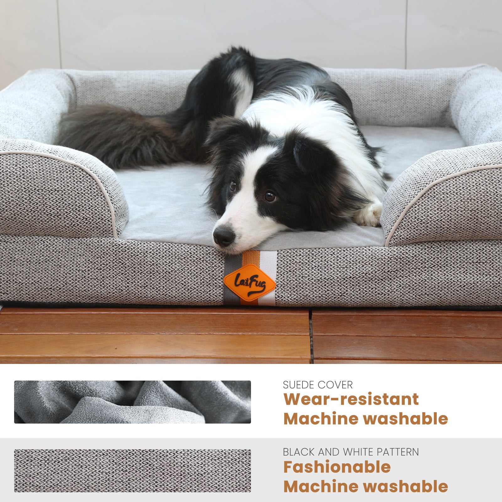 Canapé orthopédique pour chien en mousse à mémoire de forme de grande taille de Laifug