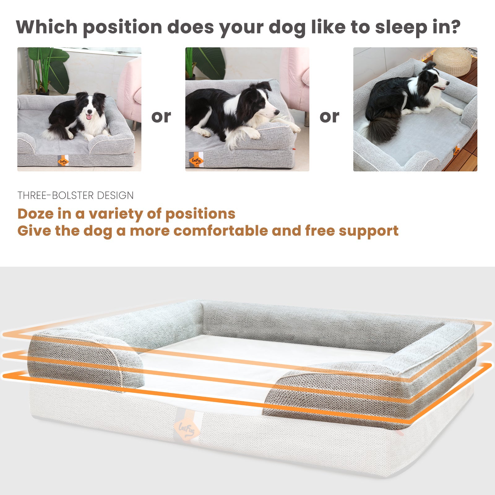 Canapé orthopédique pour chien en mousse à mémoire de forme de grande taille de Laifug