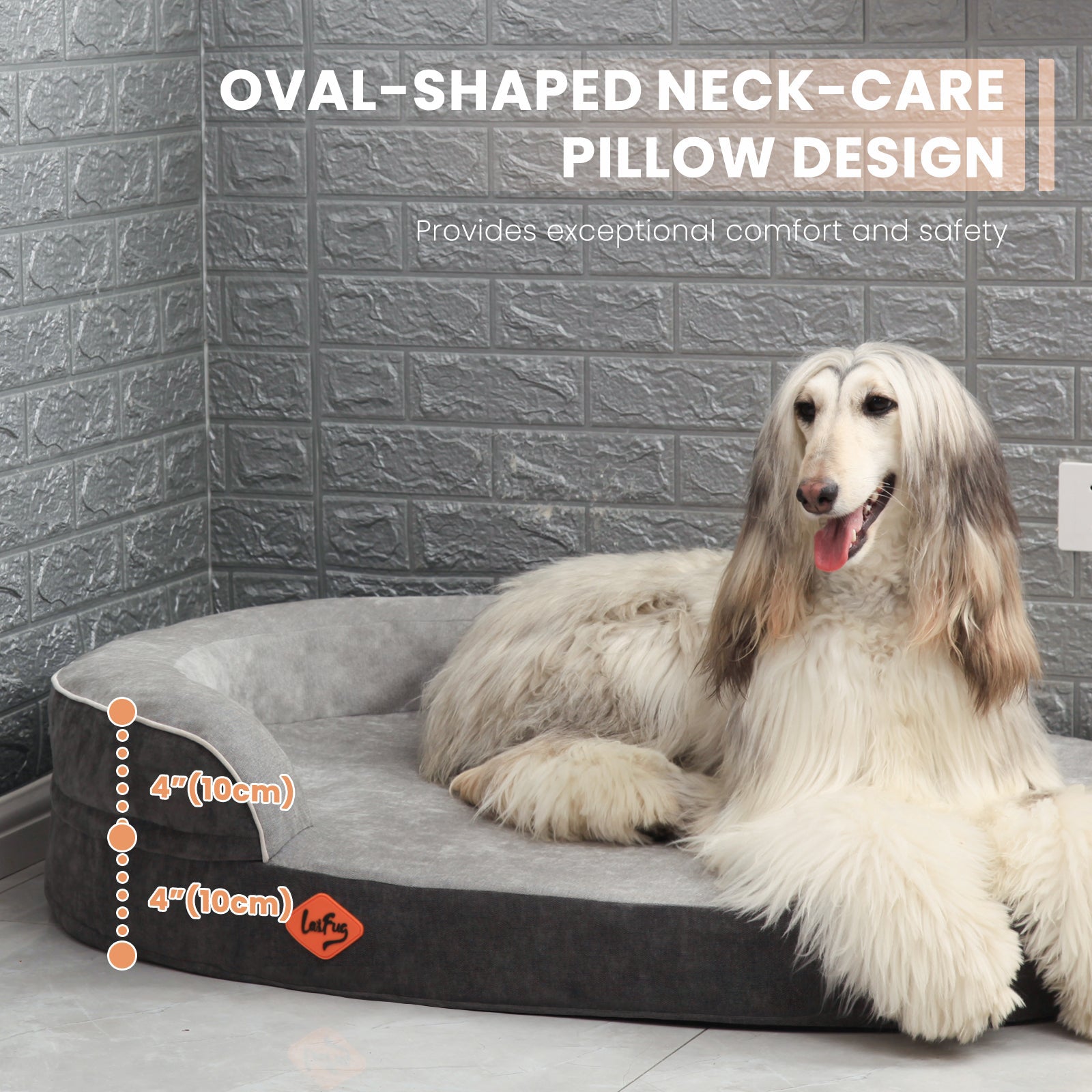 Lit ovale pour chien en mousse à mémoire de forme Laifug