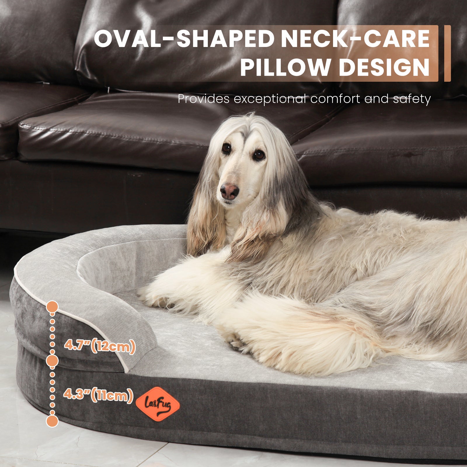 Lit ovale pour chien en mousse à mémoire de forme Laifug