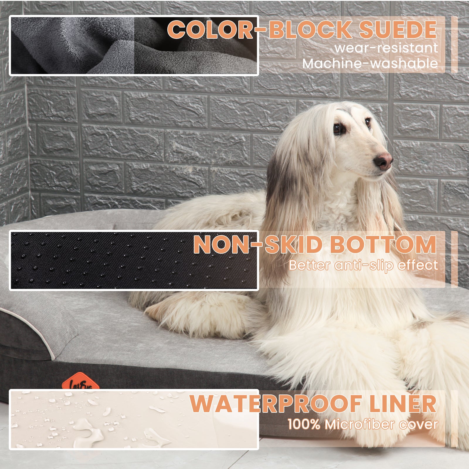 Lit ovale pour chien en mousse à mémoire de forme Laifug