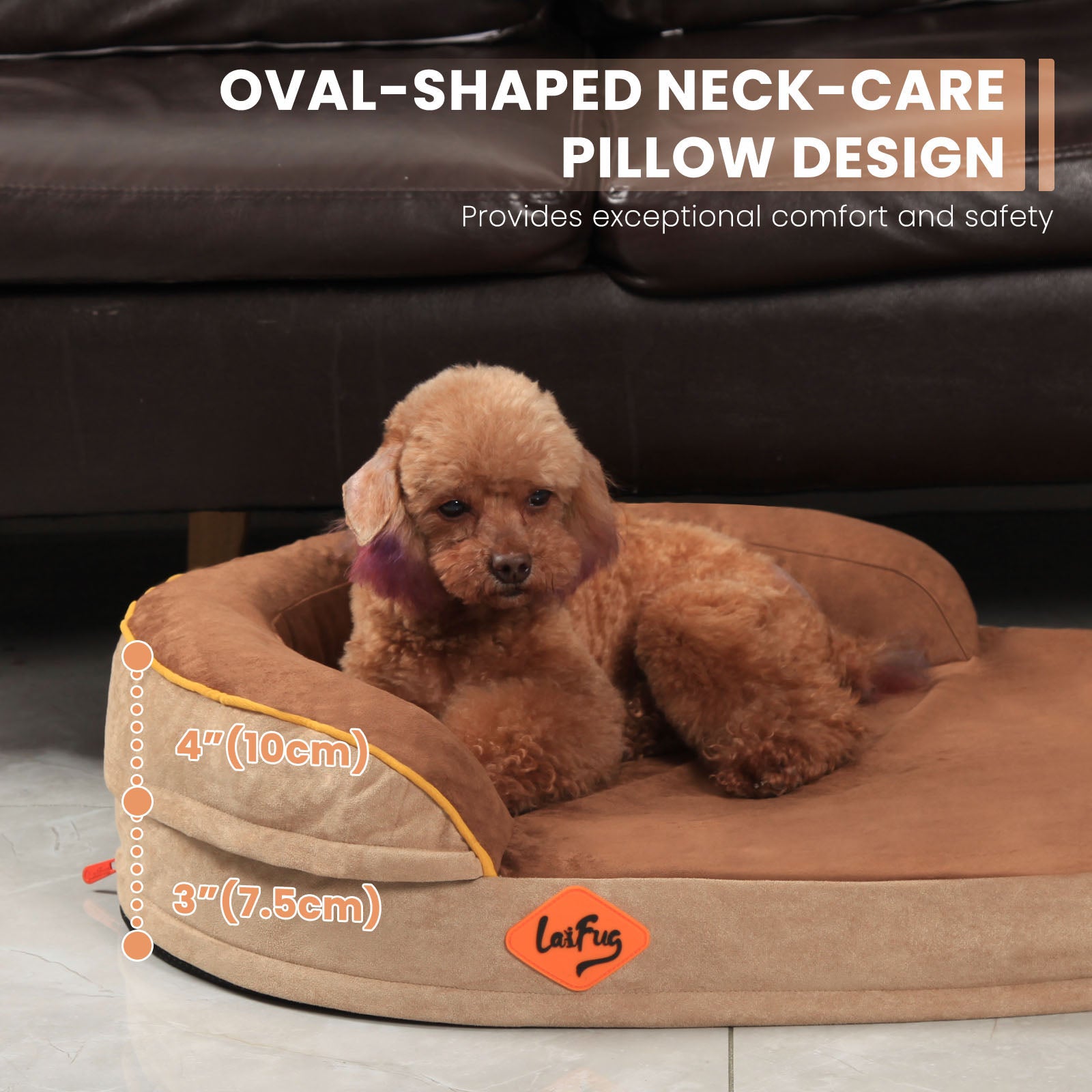 Lit ovale pour chien en mousse à mémoire de forme Laifug