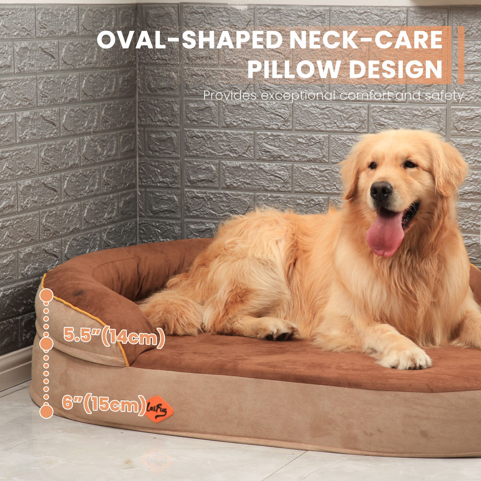 Lit ovale pour chien en mousse à mémoire de forme Laifug
