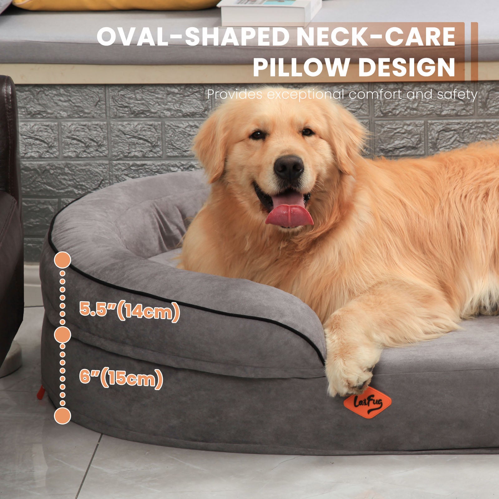 Lit ovale pour chien en mousse à mémoire de forme Laifug