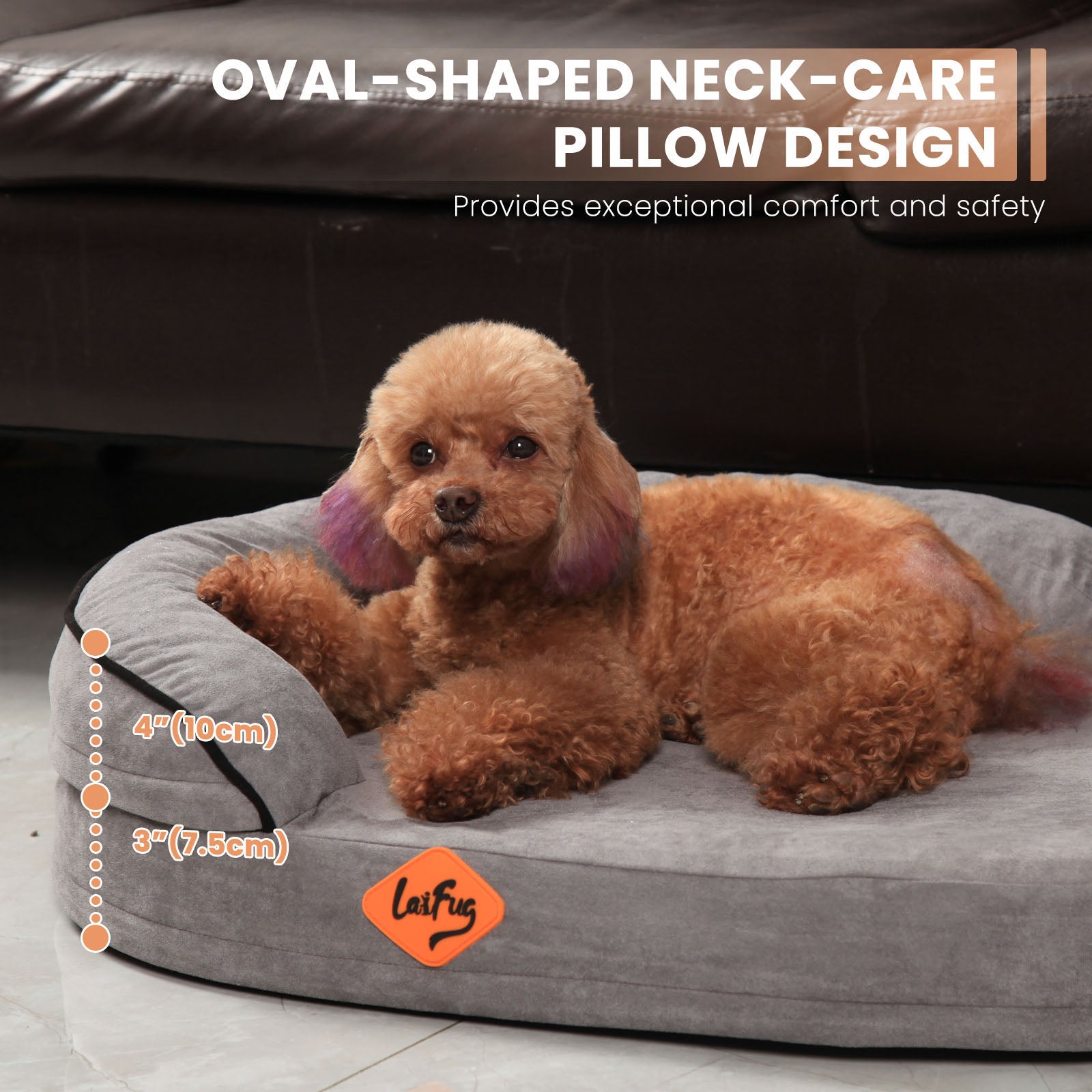 Lit ovale pour chien en mousse à mémoire de forme Laifug