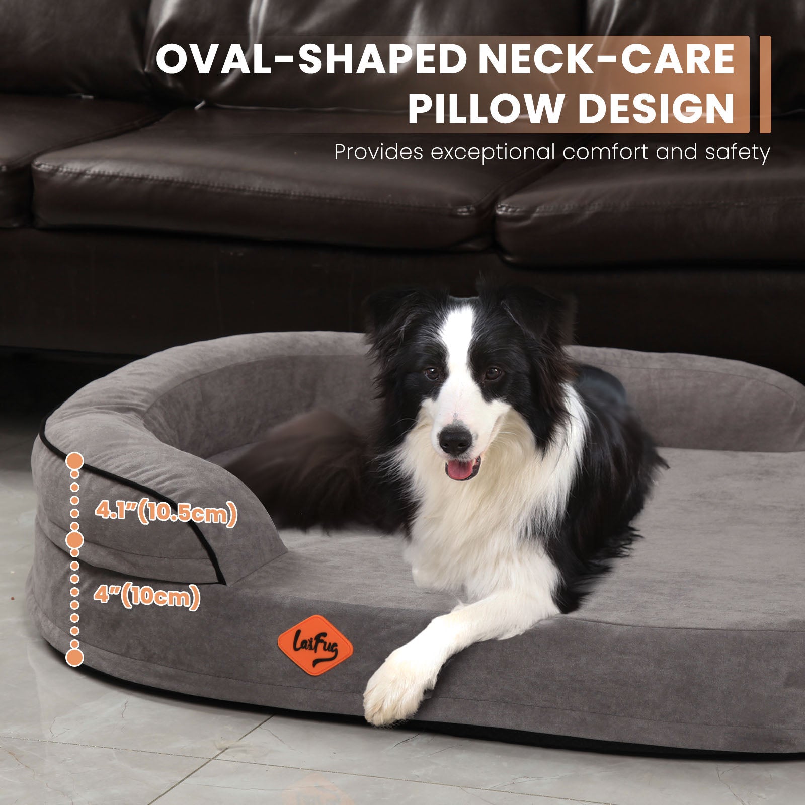 Lit ovale pour chien en mousse à mémoire de forme Laifug