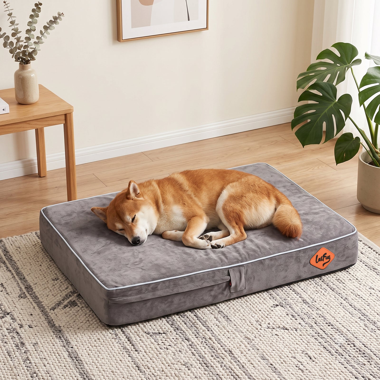 LaiFug 318 Flat Orthopedic Memory Foam Dog Bed – Minimalist Design