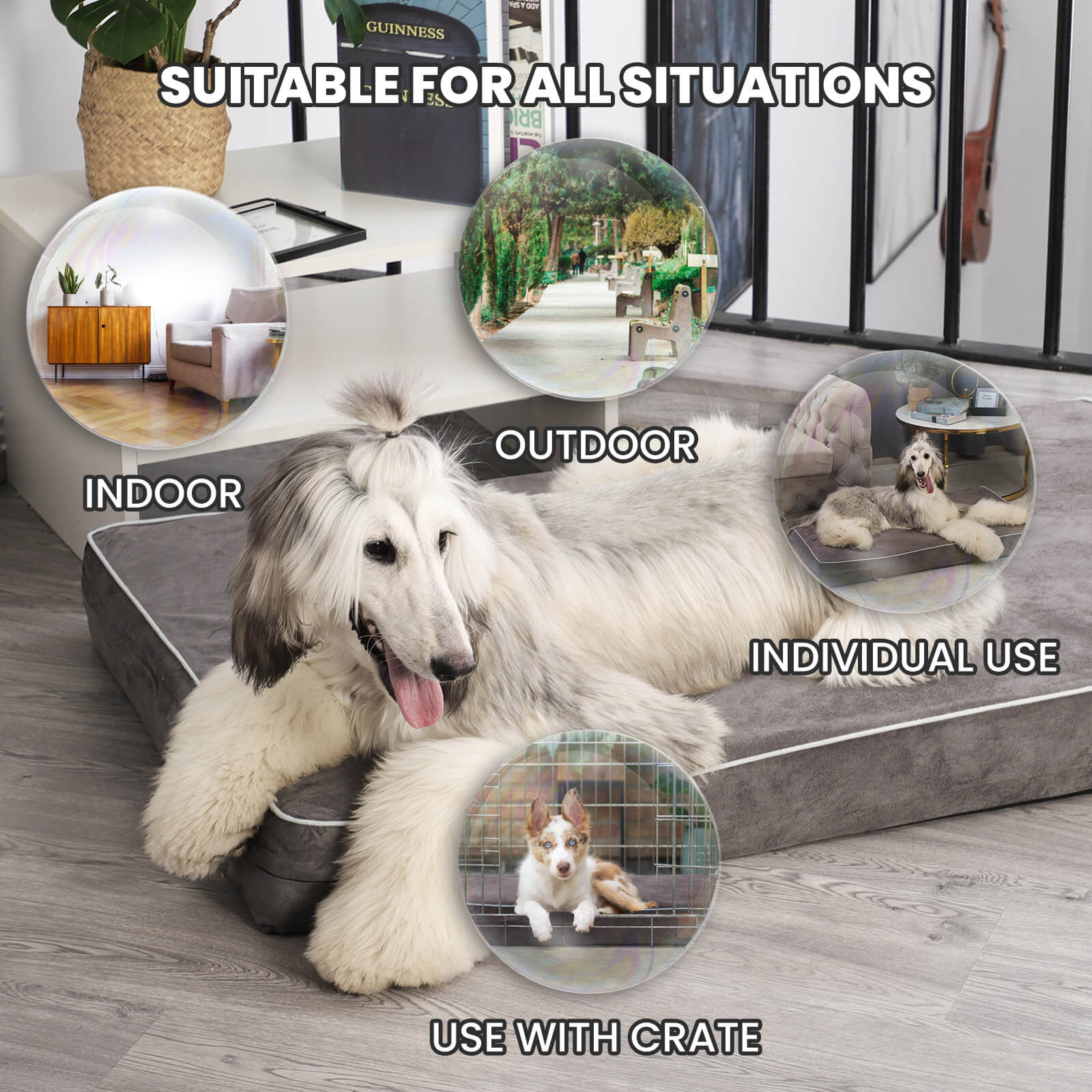 Lit pour chien en mousse à mémoire de forme Laifug, lit orthopédique pour cage pour chien de petite à grande taille