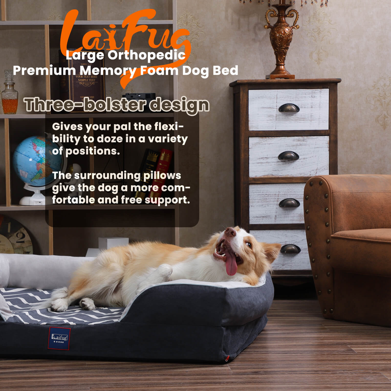 Laifug Striped Dog Sofa - large dog bed