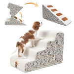 Laifug 3-5 Step Pet Dog Stairs Ramp | 2-in-1 Adjustable Foam Steps | 35D High Density Foam | Anti-Slip Base | Removable Washable Cover
