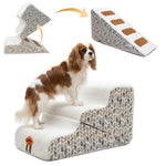 Laifug 3-5 Step Pet Dog Stairs Ramp | 2-in-1 Adjustable Foam Steps | 35D High Density Foam | Anti-Slip Base | Removable Washable Cover