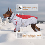 Manteau d'hiver pour chien à deux pattes Laifug gris rouge et gris bleu avec col montant 