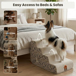 Laifug 3-5 Step Pet Dog Stairs Ramp | 2-in-1 Adjustable Foam Steps | 35D High Density Foam | Anti-Slip Base | Removable Washable Cover
