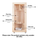 LaiFug Luxury Indoor Cat Villa – Solid Pine Wood Multi-Function House